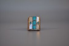 Old Pawn Zuni Sterling Silver Ring - Turquoise Shell  Size 7 1/2 picture