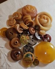 Lot Of Antique Buttons, Butterscotch To Caramel,  Roses, Whistles, Composition, picture