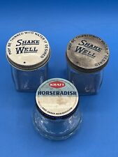 Lot 3 VTG Glass Jars Lids “Physicians Sample” “Kraft Horseradish”  picture