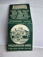Vintage Williamsburg Lodge Matchbook Cover - Virginia VA Old Match Book Green picture
