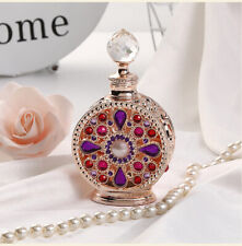 Women Gift Perfume Glass Bottle Refillable Crystal Antique Metal Vintage Empty picture