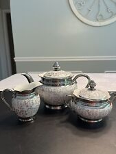 RARE - Vintage Seltmann Weiden Porcelain Teapot Sugar Cream Floral Silver Accent picture