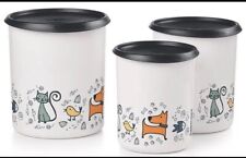 Tupperware Pawsome Pets One Touch Canister Set Black Seal New picture