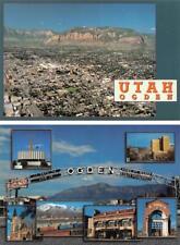 2~4X6 Postcards Ogden, UT Utah AERIAL VIEW & STREET SCENE~Arch & Train Yard~LDS picture
