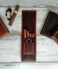 Rustic Leather Cigar Case Orange Leather Cigar Box Leather Cigar Pouch picture