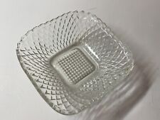 Vintage Square Glass Serving Candy Dish Bowl Sawtooth Geometric Mid Century picture