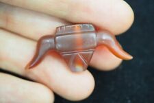 RARE Original Old Ancient Carnelian Long Horn Bull bead Pendant Collectible picture