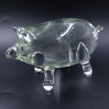 Signed Blown Art Glass Pig Paperweight Farm Animal Figure Crystal Figurine picture