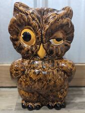 Owl Cookie Jar Vintage Atlantic Mold Winking Drunk Dopey Owl Cookie Jar 1970  picture