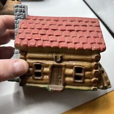 Vintage Cast Iron Log Cabin Still Coin Bank picture