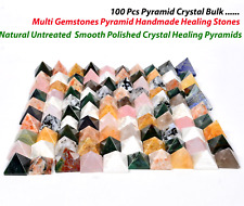100 Pcs Multi Gems Pyramid Crystal Bulk Assorted Pocket Reiki/Healing Gemstones picture