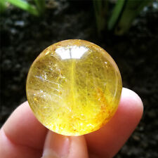 32g 28.3mm Rare Natural Golden Hair Rutilated Quartz Crystal Sphere Ball Chakra picture