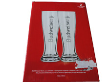 2 Budweiser 16.9 oz Pilsner Beer Glasses NEW, Budweiser Glass picture