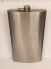 Large Stainless Steel Drinking Flask 64oz Collectable Good Condition picture