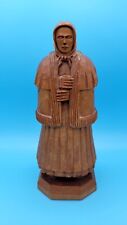 Hard Made Hungary Artist Carved Painted Wooden Old Woman Lady Figurine 9” TALL  picture