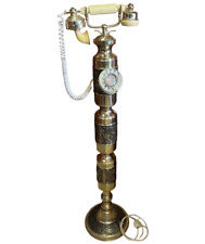 French Style Rotary Dial Phone Vintage Standing Brass Column Stand Corded 41