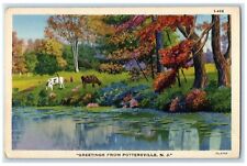 1947 Greetings From River Lake Pottersville New Jersey Vintage Antique Postcard picture