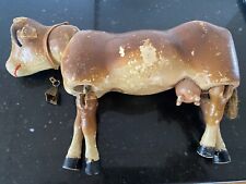 Vintage Schoenhut Painted Eyed Milk Cow With Bell, Very Good Condition  picture