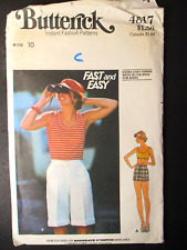Vintage Sewing Pattern Butterick #4817 Misses Tank Top & Shorts Size 10 picture