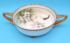 Nippon Hand Painted Butterfly Flower Gold Trim Handled Bowl Open Dish Morimura  picture