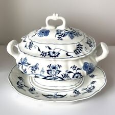 VINTAGE BLUE DANUBE BLUE ONION OVAL SOUP TUREEN WITH LID and UNDERPLATE picture