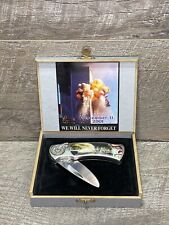 Vintage We Will Never Forget 9/11 Twin Towers Lockback Pocket Knife With Case picture