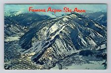 Aspen CO-Colorado, Aerial View in Winter, Aspen Ski Area, Vintage Postcard picture
