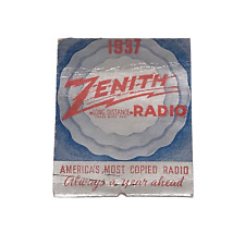 VINTAGE 1937 ZENITH RADIO ADVERTISING OVERSIZED MATCHBOOK DEALER PROMO picture