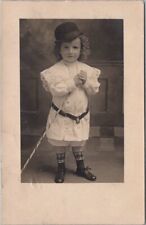 1909 Studio RPPC Photo Postcard Cute Little Girl in Bowler Hat / Kansas Cancel picture