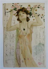 Beautiful Woman Flowers Raphael Kirchner c. 1904 Art Nouveau Postcard picture