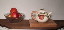 CBK LTD 1991 Cottagecore Small Ceramic Teapot w Colorful Apple Kitchen Decor picture