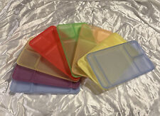 Rare Vintage Set 8 Tupperware Divided Food Lunch Tv Tray Pastel Translucent 1535 picture