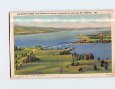 Postcard New Bridge Across Lake Champlain Uniting the States New York & Vermont picture