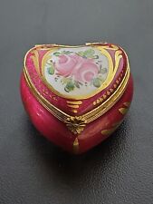 vintage limoges trinket box Heart  Shape Gold And Red Colors picture