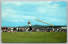 Caber Tossing Great Britain Scottish Athletic Event Mountain WOB VTG Postcard picture