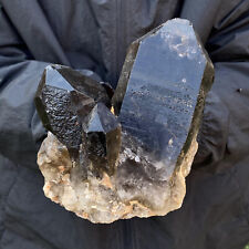 3.19LB Natural Beautiful Black Quartz Crystal Cluster Mineral Specimen Rare picture