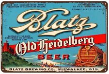 Blatz Old Heidelberg Beer Vintage Novelty Metal Sign 12