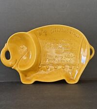 Vtg Ceramic Elephant Platter US Pottery Yellow Mid Century Dip Tray Dish Recipe picture