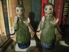 2 Vintage Mother Mary Tonola Mexican FolkArt Pottery Hand painted  picture