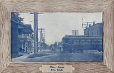c1910 Postcard; Clio MI Street Scene, Trolley, Genesee County, Frame Vignette picture