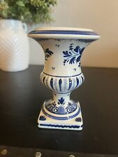 Vintage Delft Blue And White Pedestal Vase - Hand Painted In Holland picture