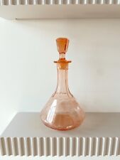 Antique Pink Floral Etched Glass Decanter picture