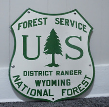 VINTAGE US NATIONAL FOREST SERVICE RANGER PORCELAIN SIGN ROAD TRAIL RARE SHIELD picture