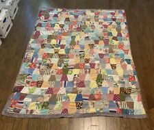 Vintage Patchwork Handmade Thin Quilt Super Mixed Print 72x56 Granny Core Wear picture