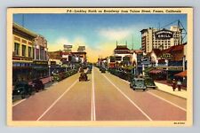 Fresno CA-California, Looking North On Broadway Street Souvenir Vintage Postcard picture