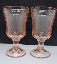 Set Of 2 Indiana Federal Glass MADRID Pink Depression Recollection Footed Goblet picture