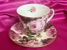 Vintage Royal Patrician Pink Roses Footed Teacup & Saucer Staffordshire England picture