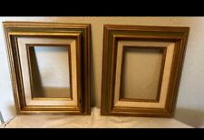 Vintage MCM Gold Green Wood Picture Frame Set Of Two. Frame 10x12 Pic Size 5x7. picture