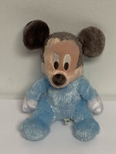 DISNEY PARKS Plush Baby MICKEY MOUSE Blue Rattle Stuffed Animal Toy 10
