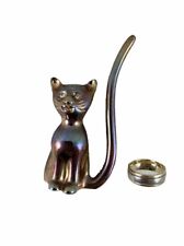 Chrome Silver Metal Cat Animal Figurine Modern Sculpture Ring holder 3.75” Inch picture